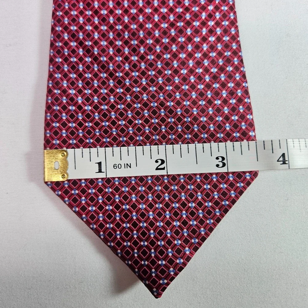 Perry Ellis Portfolio 100% Silk Tie‎ Geometric Red 3.5
